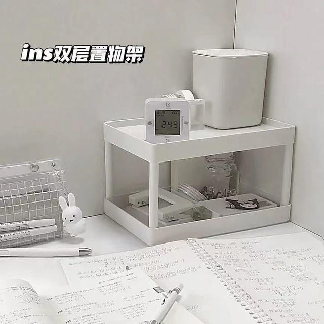 Ins Desktop Double-Layer Storage Rack Simple High-Value Two-Layer Desktop Multi-Function Student Storage Organizer Rack detail 9
