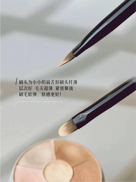 Fine Tongue-Shaped Concealer Brush with Flat Head for Tear Troughs, Spots, and Details; Seamless Coverage of Acne Marks, Dark Circles, and Nasolabial Folds Makeup Brush detail 10
