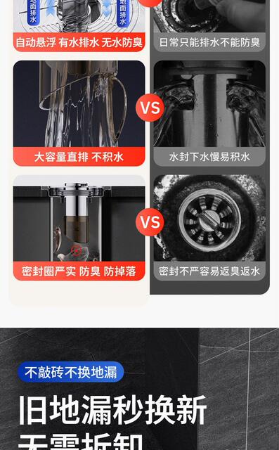 Bathroom Automatic Water Float Anti-Odor Floor Drain with Extended Inner Core and Backflow Prevention Valve to Prevent Sewer Odor detail 3