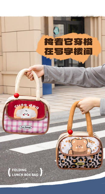Lunch Bag Lunch Box Double-Layer Tote Bag Office Worker Lunch Bag Breakfast Insulated Lunch Box Lunch Bag Thickeneded Aluminum Foil detail 9