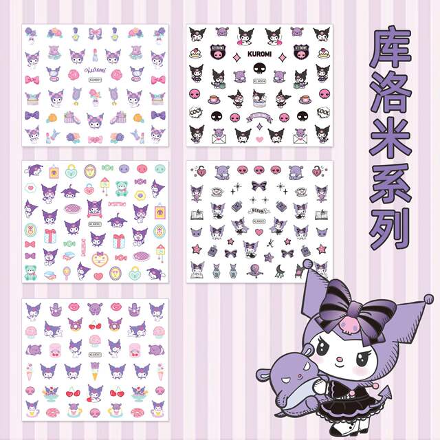 New Kuromi Nail Art Stickers Cute Stickers Cartoon Children's Nail Art Little Girl Melody Kt Animal Nail Stickers detail 6