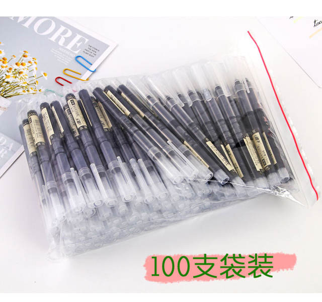 Quick-drying straight-liquid ballpoint pen 0.5mm red and black gel pen office supplies water pen signature pen stationery detail 5
