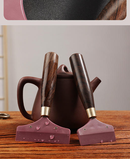 Kung Fu Tea Set Accessories Large Ebony Tea Tray Wiper Rubber Tea Scraper Tea Cleaning Brush Water Scraper detail 11