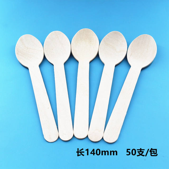 Disposable spoon disposable wooden fork wooden spoon wooden knife 50 wooden spoon coffee stick dessert spoon detail 8