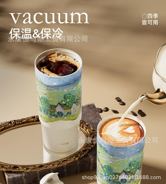 New Straw Ice Cup Gift-Giving High-Looking Ceramic Liner Ice Water Cup Outdoor Insulated Cup with Handle detail 7