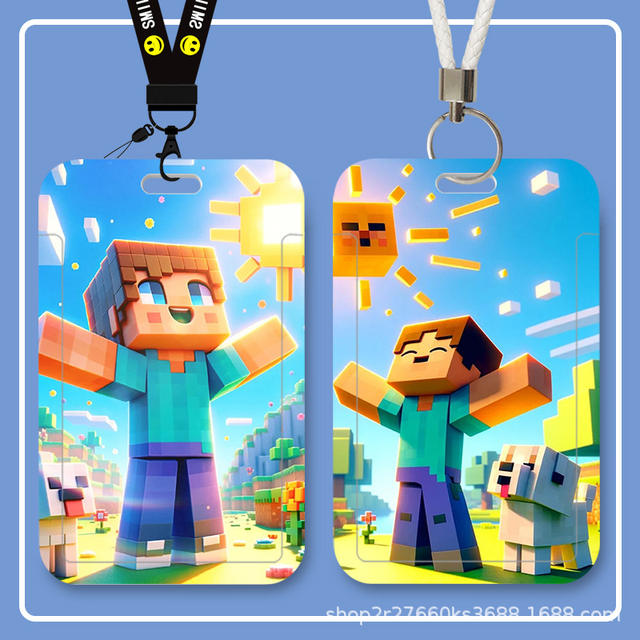 Minecraft Game Student Sliding Rice Bus Card Id Card Protective Cover Access Control Campus Card Holder Storage detail 12