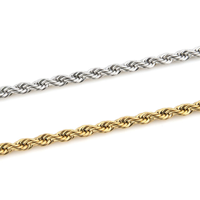 Stainless Steel Twist Chain Vacuum Color Retention Electroplating Non-Fading Gold Necklace Titanium Steel Hip-Hop Men's Chain Chain detail 12