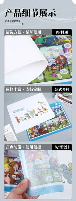 Pp Kidsren's Insulated Placemats Customized Creative Food-Grade Anti-Slip Particles Oil-Proof and High-Temperature Resistant Portable Storage Western-Style Placemats detail 5