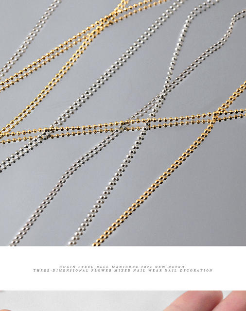 Japanese Nail Art Chain Gold and Silver Small Steel Ball Thin Chain Internet Popular Metal Jewelry Nail Accessories Nail Art Jewelry detail 8