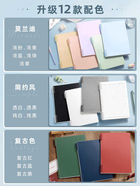 A4 Loose-Leaf Notebook, Thickened Pp Notebook, Detachable Blank Notebook for Students, Stationery Wholesale, Homework Notebook for Middle School Students detail 4