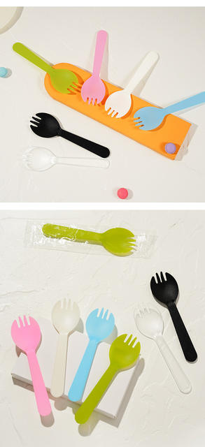 Spoon Disposable Separate Packaging Thickened Plastic Ice Cream Modern Simple Dessert Fork Small Cake Fork Spoon detail 6