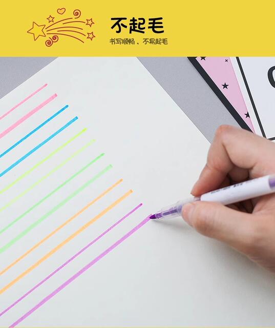 Double-head highlighter student hand account pen marker pen color marker pen 6 color painting pen stationery wholesale detail 7