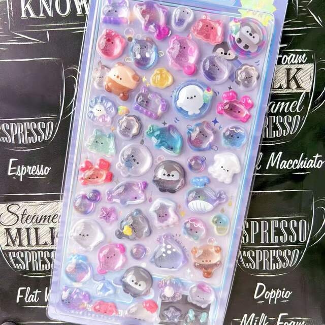 Cartoon three-dimensional floating fun stickers crystal diamond children's decorative stickers 3D stickers cute relief stickers for girls detail 8