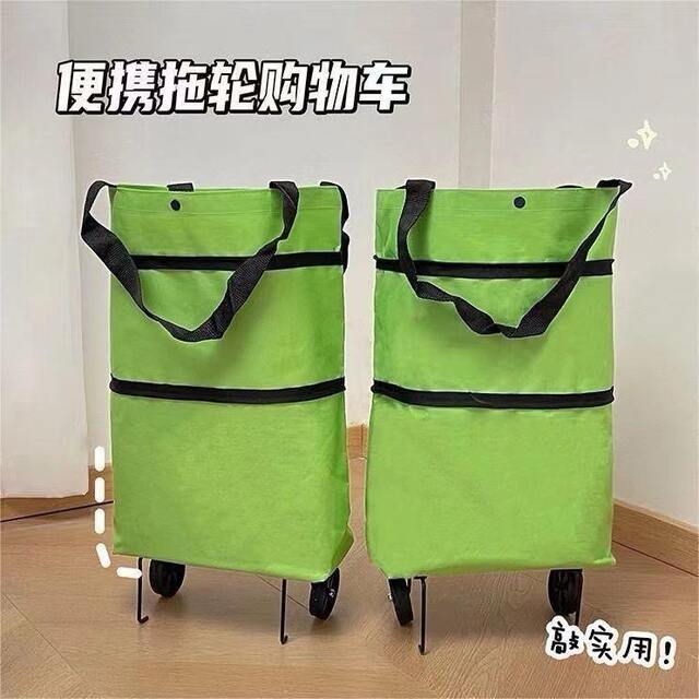 Shopping Bag with Wheels, Foldable Grocery Cart, Portable Large-Capacity Bag for Women, Useful for Home and Supermarket detail 3