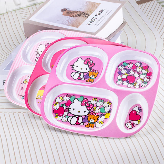 Children's Dinner Plate Separated Fruit Plate melamine Drop-resistant Tableware Set Cartoon Cute Kindergarten Baby Dining Plate detail 9