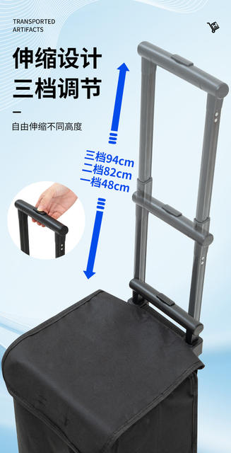 Portable Foldable Small Trolley with Wheels, Wear-Resistant Foldable Grocery Shopping Cart, Supermarket Grocery Shopping Cart, Multi-Functional Grocery Shopping Cart detail 12
