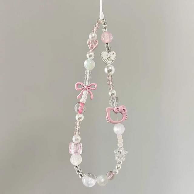 New Kitty Cat Bowknot Phone Chain Phone Lanyard for Women, Cute Ccd Camera Strap, New Style Phone Accessory detail 1