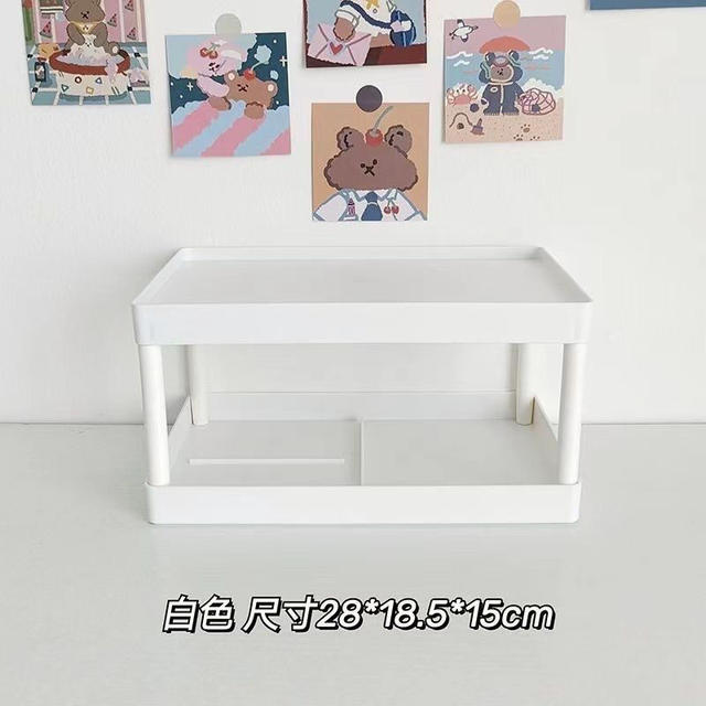 Ins Desktop Double-Layer Storage Rack Simple High-Value Two-Layer Desktop Multi-Function Student Storage Organizer Rack detail 1