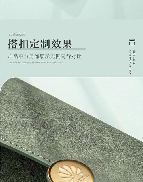 A5 Business Notebook Gift Box suit High Color Value Three Folding Round Iron Buckle Meeting Office Notepad Customizable detail 8
