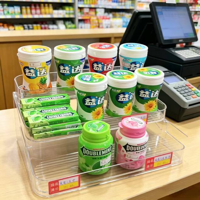 Convenience Store Desktop Storage Box Supermarket Tiered Cigarette Display Rack Chewing Gum Acrylic Transparent Shelf detail 4