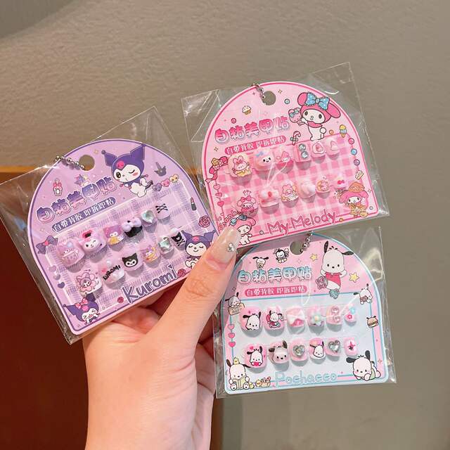 New Cartoon Children's Nail Stickers Kulomi Nail Stickers Girls Wear Armor Sanrio Stereo Sticker Patch detail 3