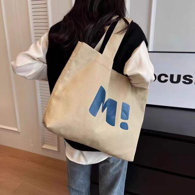 Canvas Bag Women's Large Capacity Strong Supermarket Shopping Bag Simple All-match 2024 New Shoulder Hand Tote Bag detail 1