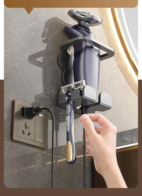 Electric Shaver Holder Wall-mounted Punch-free Shaver Storage Rack Beauty Instrument Storage Razor Storage Rack detail 12