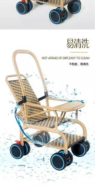 Bamboo and Rattan Baby Stroller Summer Rattan Chair Imitation Rattan Folding Stroller Bamboo Lightweight Rattan Children's Baby Stroller detail 5