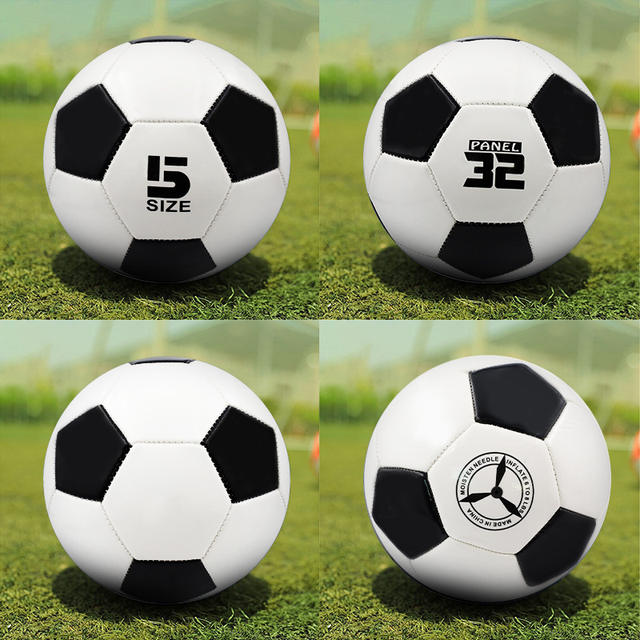 Football wholesale children No. 3 No. 4 No. 5 adult primary and secondary school students training competition world cup black and white PVC machine sewing PU detail 2