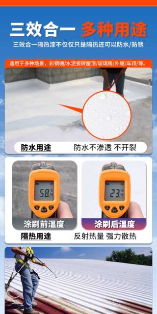 Roof Sun Protection, Heat Insulation, and Waterproof Coating; Roof Materials; Exterior Wall Color Steel Tile Reflective Heat Insulation Paint; Waterproof Adhesive Paint detail 5