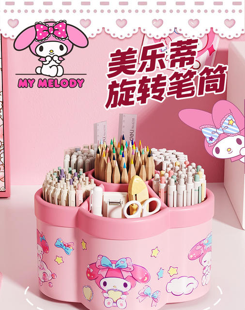 Melody Rotating Pen Holder Multi-Functional Ultra-Large Capacity Desktop Stationery Storage Box High-Value Student Stationery Storage detail 1