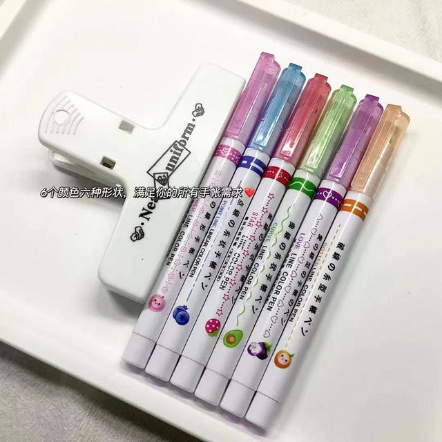 Highlighter pattern outline pen curve pen hand-written newspaper color journal pen fine wave marking pen student marking pen detail 9