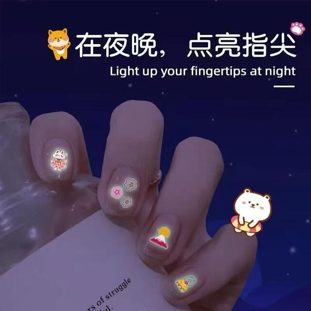Luminous Nail Stickers for Kidsren Cartoon Waterproof Decorative Fluorescent Stickers Cute Little Girl Luminous Nail Stickers detail 5