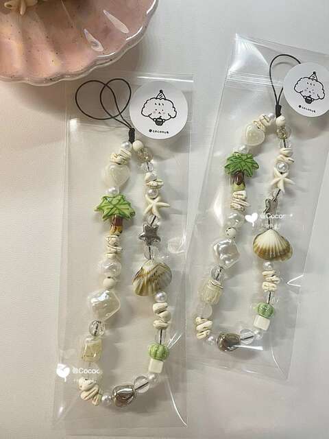 Summer Shell Fresh Phone Charm DIY Beaded Ccd Chain Charm Camera Lanyard Wrist Strap detail 8