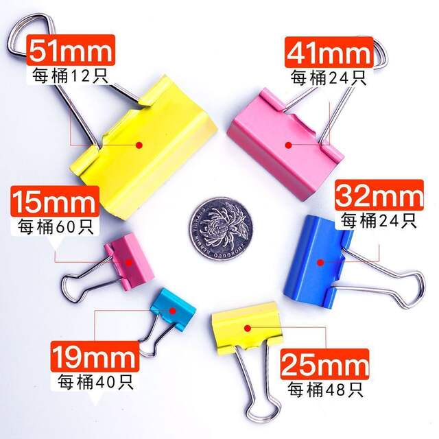 Strong Long-Tail Clips, Small Clips, Large Mixed Pack, Colorful Iron Binder Clips, Test Paper Clips, Office Supplies detail 8