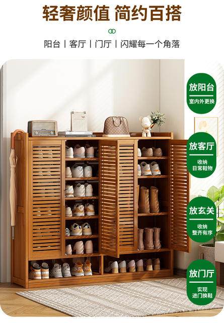 Shoe Cabinet Bamboo Shoe Rack Simple Multi-Layer Shoe Rack for Home Entrance Large Capacity Living Room Multifunctional Storage Rack detail 9