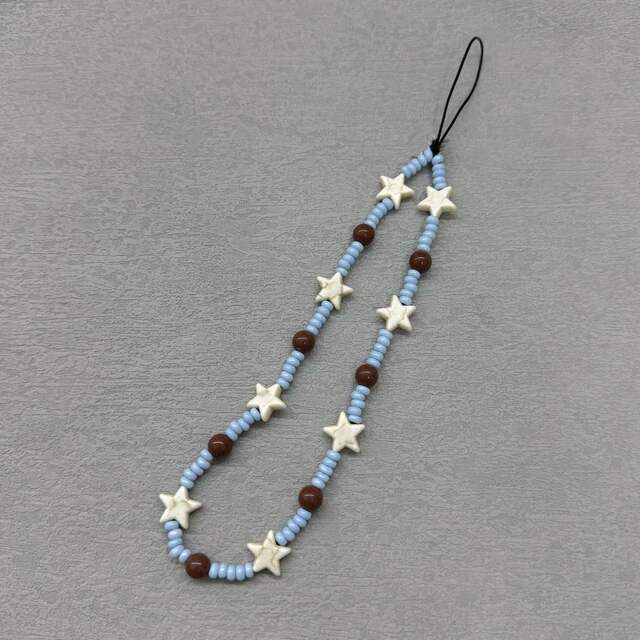 Ins Star Beaded Bracelet Ccd Phone Chain Camera Chain Pendant Niche Personalized Lanyard Phone Chain Blue Series detail 4