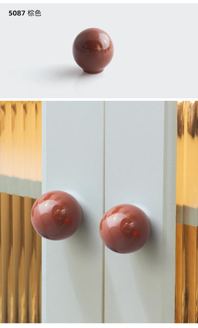 Simple color ceramic cabinet door cabinet wardrobe door drawer round single hole handle bottle cover handle small handle detail 8