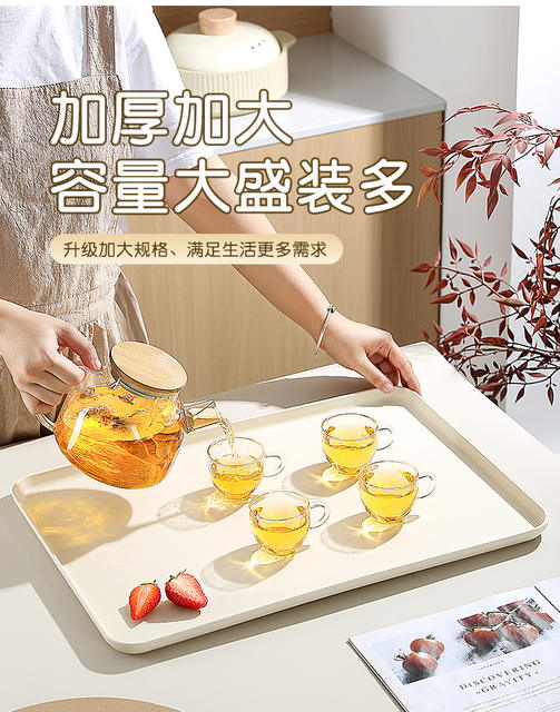 2025 New Tray Home Kindergarten Bread Dessert Plate Plastic Rectangular Cup Tea Cup Fruit Plate detail 5