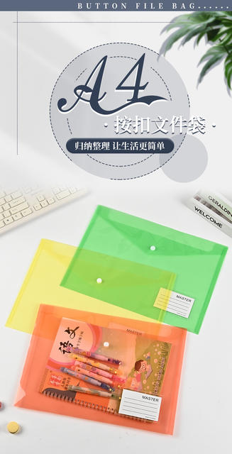 Transparent A4 Plastic Waterproof Document Bag, Archival Material Bag, Student Test Paper Bag, Label Invoice Bag, Custom Printed Logo detail 1