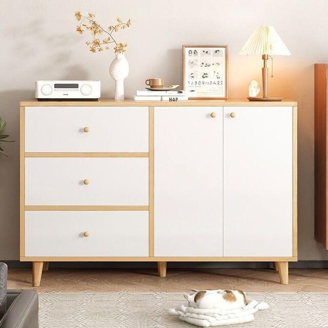 Multifunctional Modern Style Storage Cabinet for Bedroom and Living Room, Wall-Mounted Solid Wood Leg Floor-Standing Storage Cabinet, Home Combination Sideboard detail 1