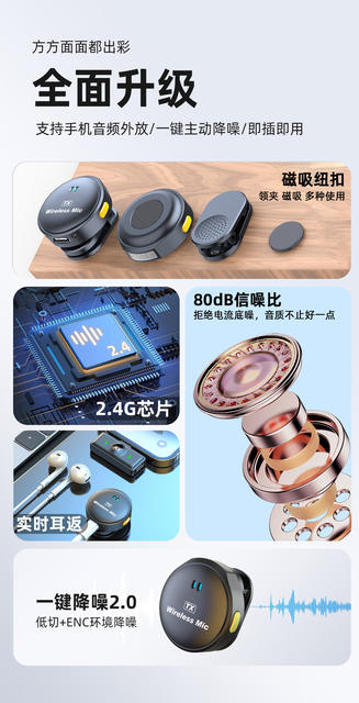 New magnetic collar clip microphone round radio wireless microphone trembles live outdoor video wireless microphone detail 4