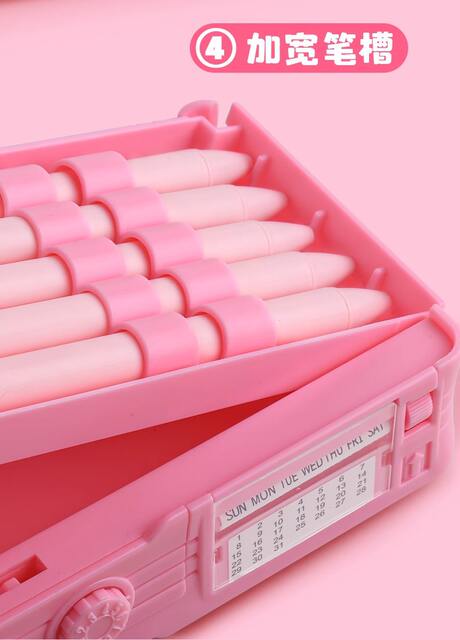Happy Cute Girl Mechanical Password Large Pencil Case Multifunctional Stationery Box Girls' Model 2026 New Automatic Pencil Case detail 11