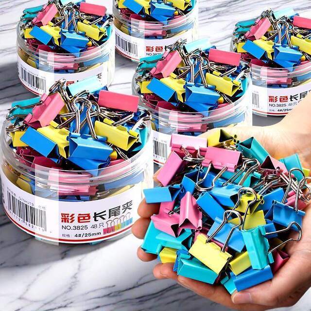 Strong Long-Tail Clips, Small Clips, Large Mixed Pack, Colorful Iron Binder Clips, Test Paper Clips, Office Supplies detail 1