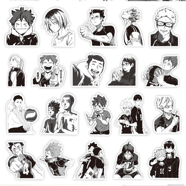 Volleyball Juvenile Sticker Day to Xiangyang Shadow Mountain Feixiong Around Black and White Day Dummy Decoration Journal Mobile Phone Hand Account Sticker detail 8