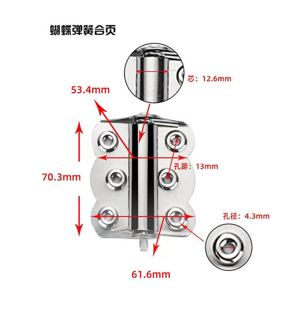 Directly Supplied from the Source, Automatic Closing and Rebound Hinge, 304 Stainless Steel Spring Folding Hinge with Buffer detail 5