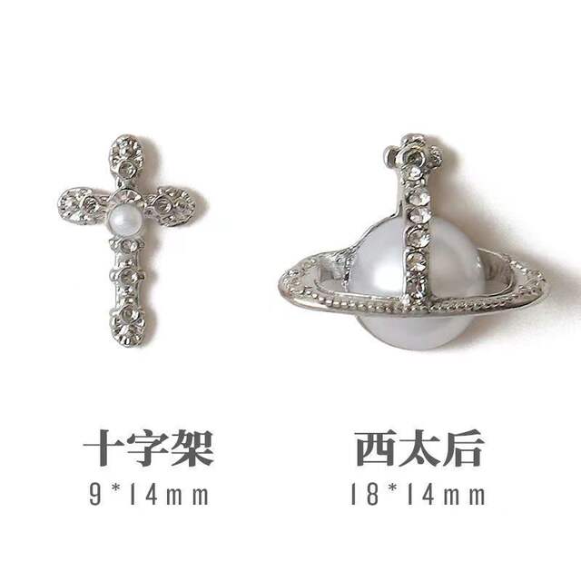 Nail Art Accessories in the Same Style as Empress Dowager Cixi: Saturn Pearl Cross Plated Nail Pearl Rhinestone Nail Art Accessories Hot-Selling Item detail 5