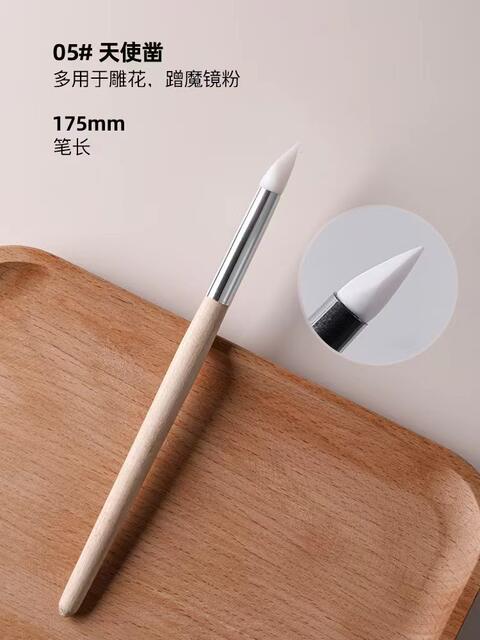 Manicure Tools Silicone Pen Wooden Rod 5 Pack Japanese Multifunctional Silicone Pen Carved Painting Shop Special Wholesale detail 10