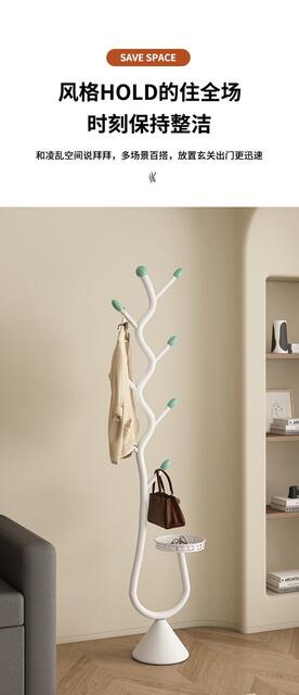 Floor-Standing Clothes Rack for Home Use in Living Room and Bedroom, Light Luxury Entryway Coat Rack, Simple Cream-Style Bag Rack detail 9