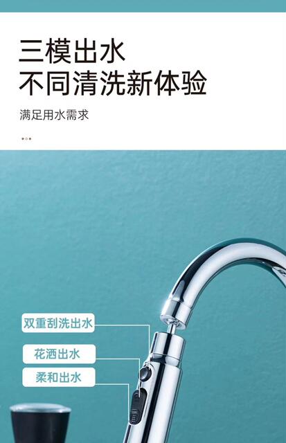 Universal Kitchen Faucet Extender with Swivel Head, Aerator, Splash-Proof Nozzle for Sink detail 8